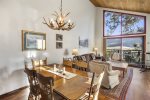 Mammoth Condo Rental Meadow Ridge 24: Open floor plan, living room, dining room and kitchen